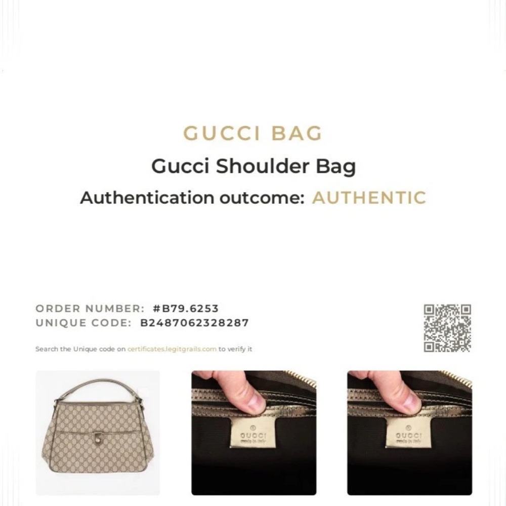Gucci GG Supreme Shoulder Bag In Beige Coated Canvas And Metallic - Picture 10 of 10